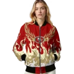 custom san francisco 49ers winged blaze red white bomber jacket best selling