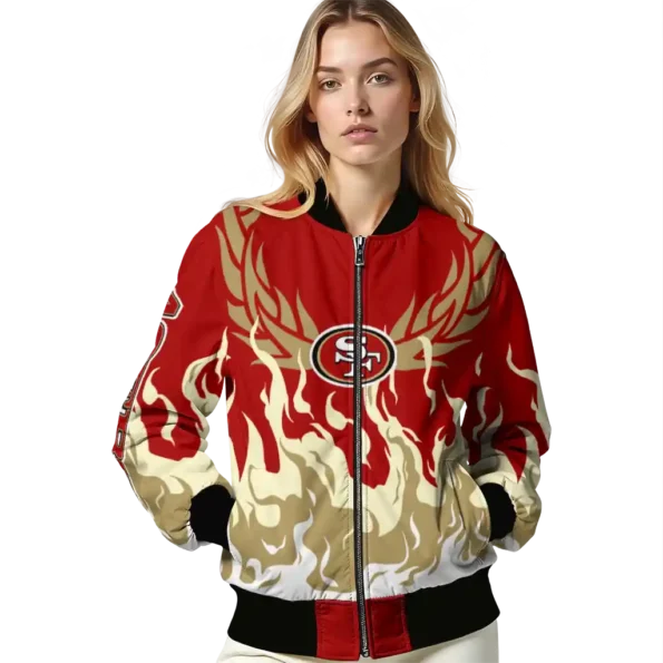 custom san francisco 49ers winged blaze red white bomber jacket latest model