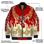 custom san francisco 49ers winged blaze red white bomber jacket best selling