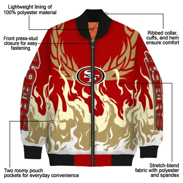 custom san francisco 49ers winged blaze red white bomber jacket new arrival
