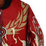 custom san francisco 49ers winged blaze red white bomber jacket best selling