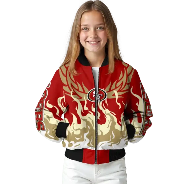 custom san francisco 49ers winged blaze red white bomber jacket top rated