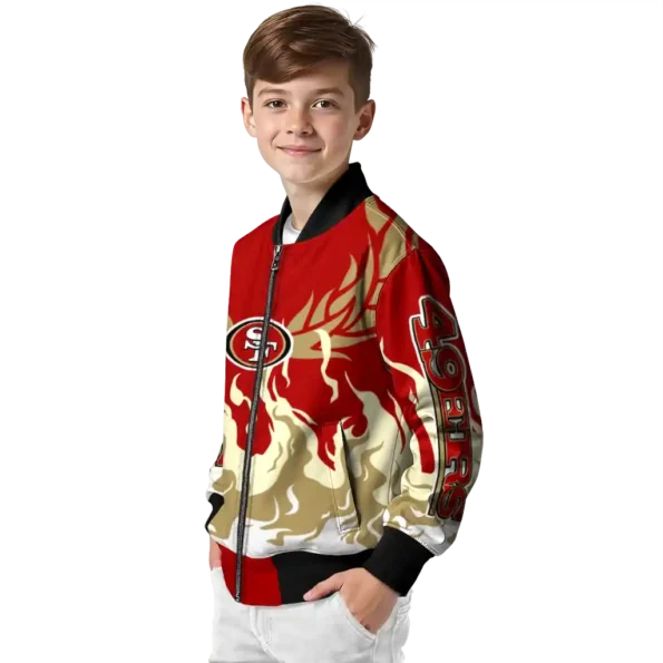 custom san francisco 49ers winged blaze red white bomber jacket trendy