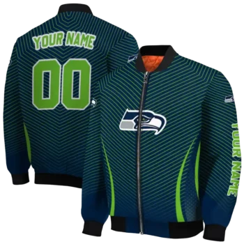 custom seattle seahawks chevron arrow blue bomber jacket fashion forward