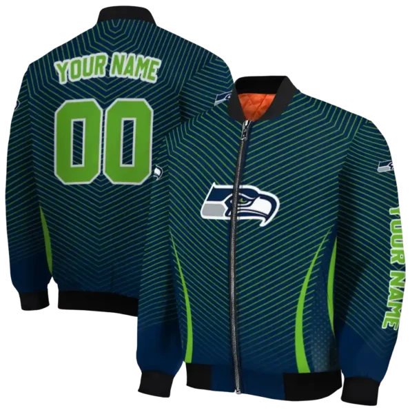 custom seattle seahawks chevron arrow blue bomber jacket fashion forward