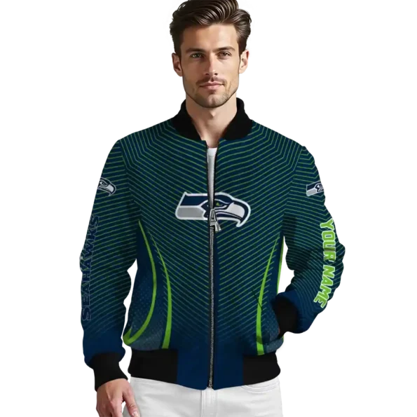 custom seattle seahawks chevron arrow blue bomber jacket high quality