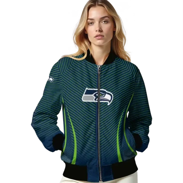 custom seattle seahawks chevron arrow blue bomber jacket latest model