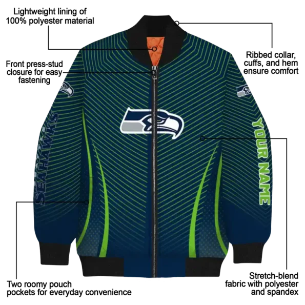 custom seattle seahawks chevron arrow blue bomber jacket new arrival