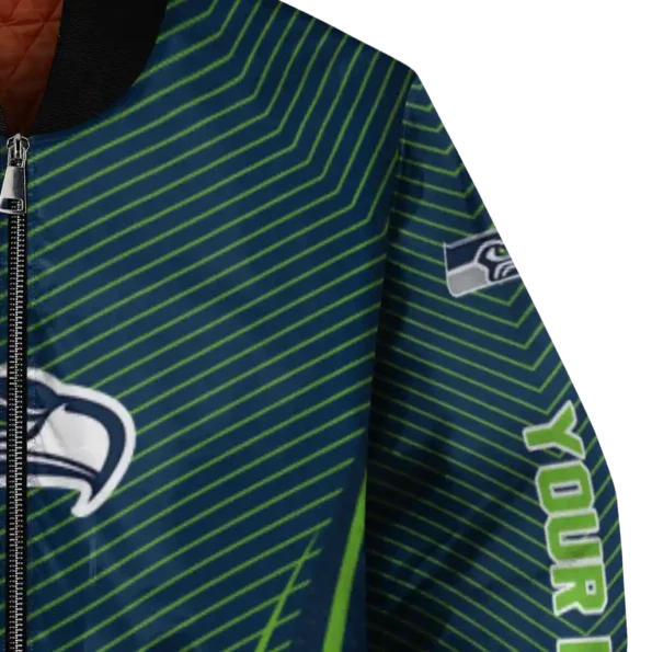 custom seattle seahawks chevron arrow blue bomber jacket premium grade