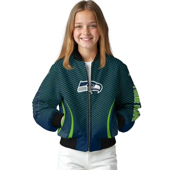 custom seattle seahawks chevron arrow blue bomber jacket top rated