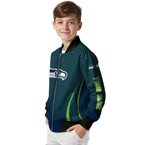 custom seattle seahawks chevron arrow blue bomber jacket trendy