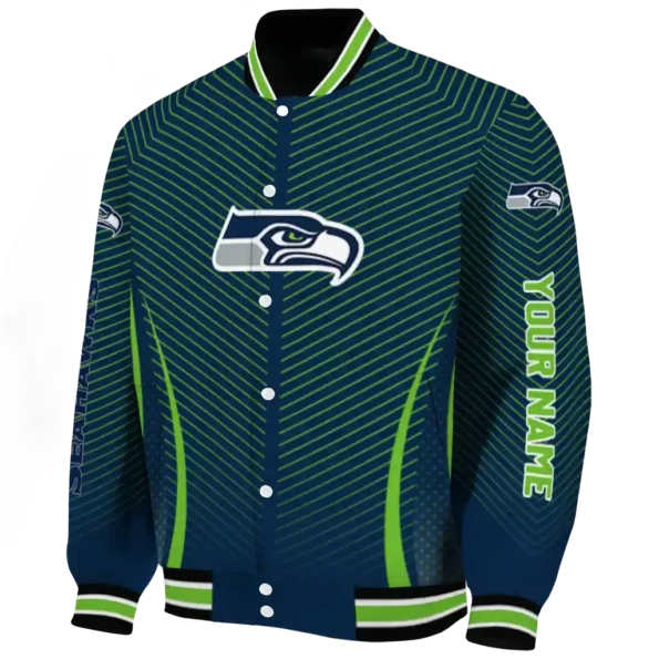 custom seattle seahawks chevron arrow blue varsity jacket best selling