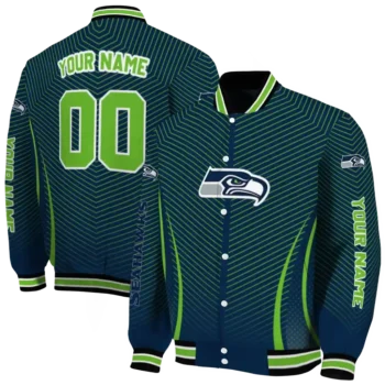custom seattle seahawks chevron arrow blue varsity jacket fashion forward