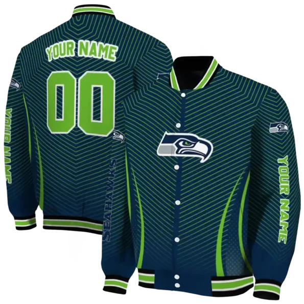 custom seattle seahawks chevron arrow blue varsity jacket fashion forward