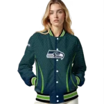 custom seattle seahawks chevron arrow blue varsity jacket best selling