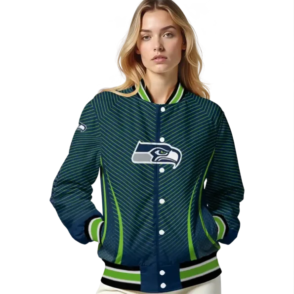 custom seattle seahawks chevron arrow blue varsity jacket latest model