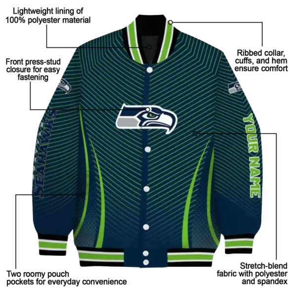 custom seattle seahawks chevron arrow blue varsity jacket new arrival