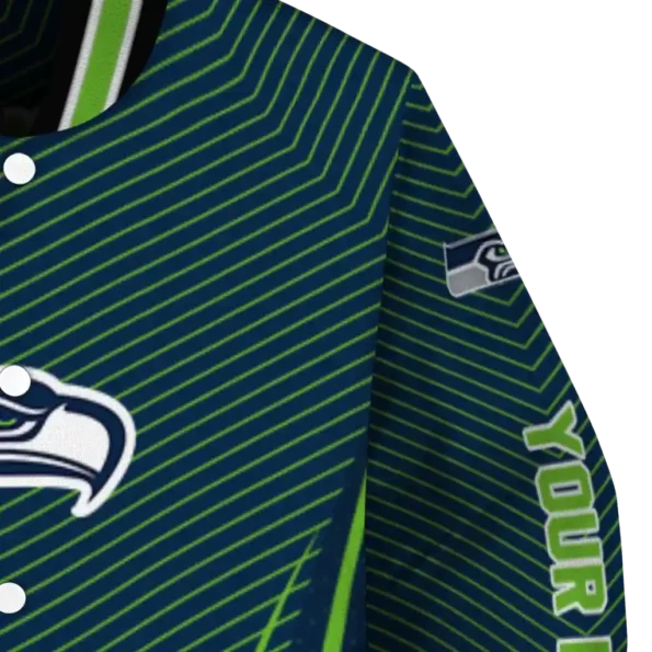 custom seattle seahawks chevron arrow blue varsity jacket premium grade
