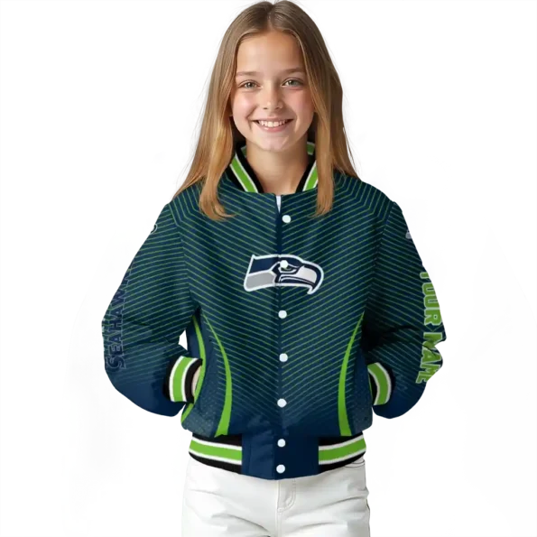 custom seattle seahawks chevron arrow blue varsity jacket top rated