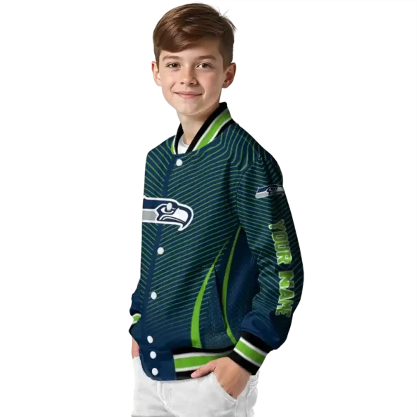 custom seattle seahawks chevron arrow blue varsity jacket trendy