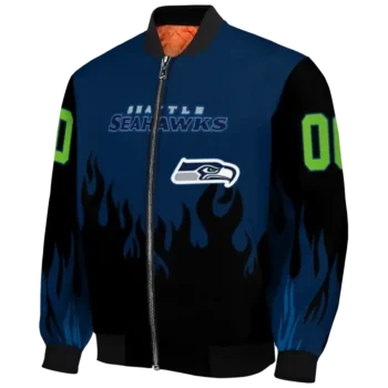 custom seattle seahawks flame border blue black bomber jacket best selling