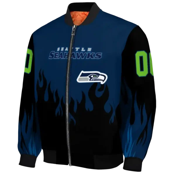 custom seattle seahawks flame border blue black bomber jacket best selling