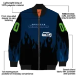 custom seattle seahawks flame border blue black bomber jacket best selling