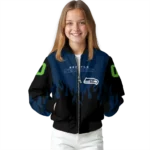 custom seattle seahawks flame border blue black bomber jacket best selling