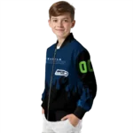 custom seattle seahawks flame border blue black bomber jacket best selling