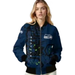 custom seattle seahawks hexagon cluster blue black bomber jacket best selling