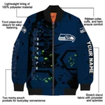 custom seattle seahawks hexagon cluster blue black bomber jacket best selling