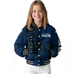 custom seattle seahawks hexagon cluster blue black varsity jacket best selling