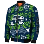 custom seattle seahawks pyramid shapes blue bomber jacket best selling