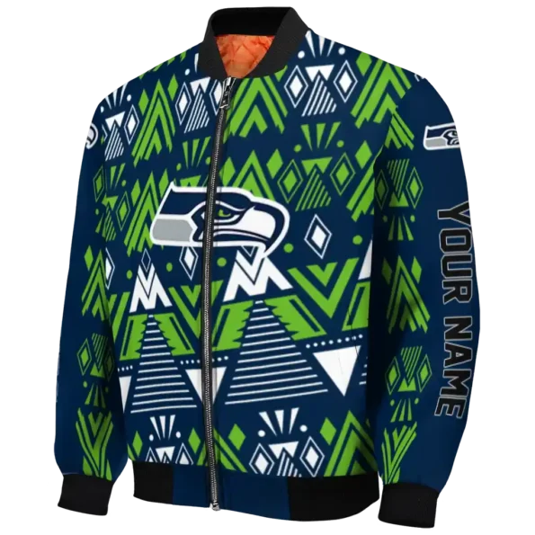custom seattle seahawks pyramid shapes blue bomber jacket best selling