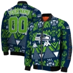 custom seattle seahawks pyramid shapes blue bomber jacket best selling