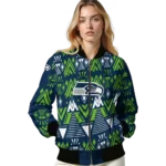 custom seattle seahawks pyramid shapes blue bomber jacket best selling
