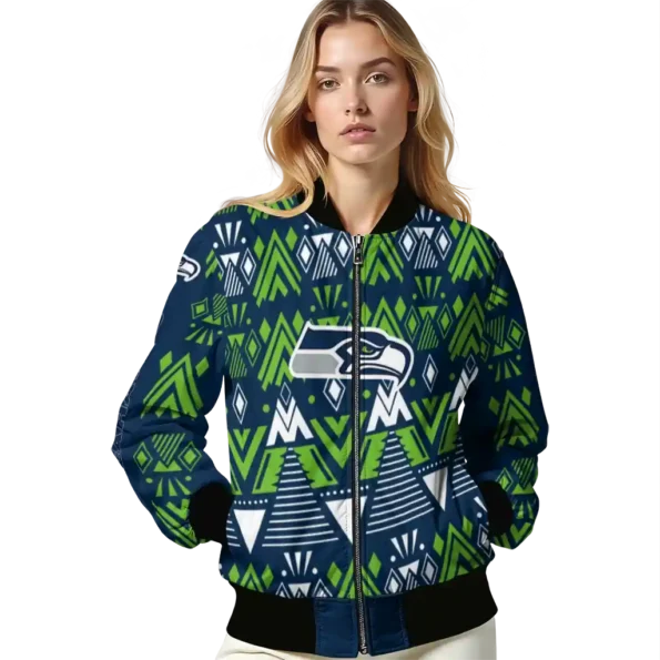 custom seattle seahawks pyramid shapes blue bomber jacket latest model
