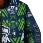 custom seattle seahawks pyramid shapes blue bomber jacket best selling