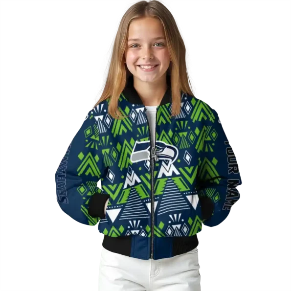 custom seattle seahawks pyramid shapes blue bomber jacket top rated