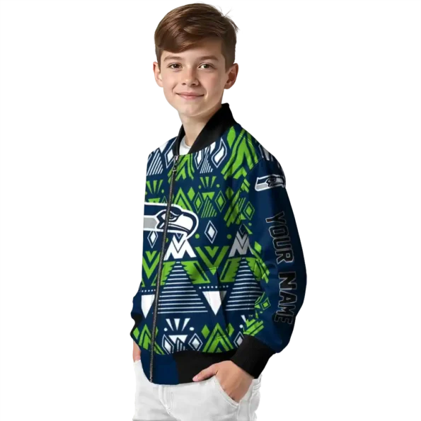 custom seattle seahawks pyramid shapes blue bomber jacket trendy