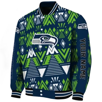 custom seattle seahawks pyramid shapes blue varsity jacket best selling