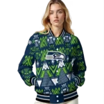 custom seattle seahawks pyramid shapes blue varsity jacket best selling