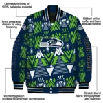 custom seattle seahawks pyramid shapes blue varsity jacket best selling