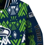 custom seattle seahawks pyramid shapes blue varsity jacket best selling