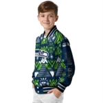 custom seattle seahawks pyramid shapes blue varsity jacket best selling