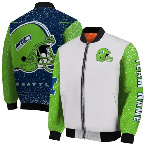 custom seattle seahawks speckled arms blue gray bomber jacket fashion forward