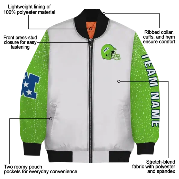 custom seattle seahawks speckled arms blue gray bomber jacket new arrival