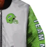 custom seattle seahawks speckled arms blue gray bomber jacket best selling