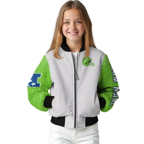 custom seattle seahawks speckled arms blue gray bomber jacket top rated