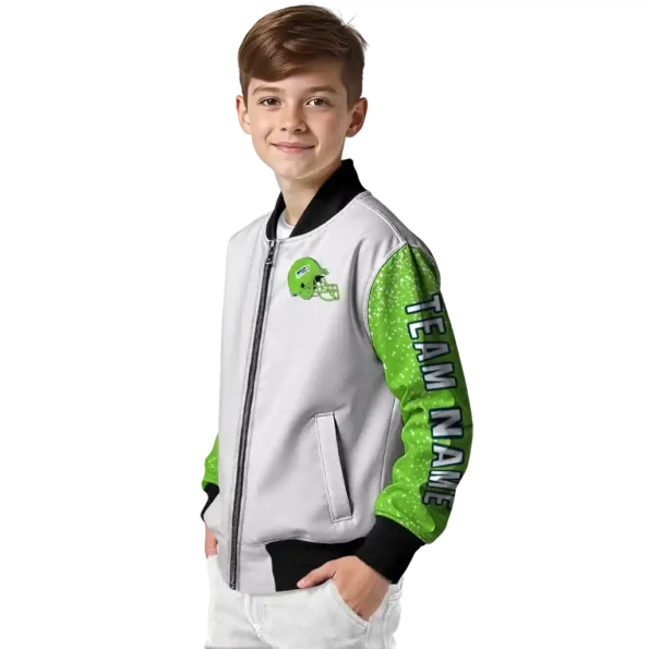 custom seattle seahawks speckled arms blue gray bomber jacket trendy